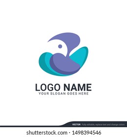 Modern Bird logo design. Vector editable design.