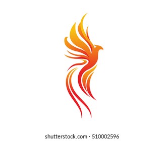 Modern Bird Logo - Flaming Phoenix Symbol