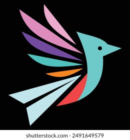Modern bird logo with a vibrant, multicolored wing pattern on a black background. The sleek design is perfect for dynamic brands, creative agencies, or tech companies seeking a bold and eye-catching.