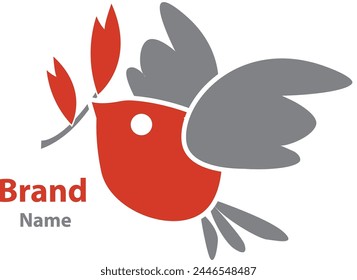 Modern bird logo with wheat vector illustration