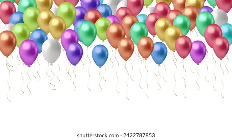 Modern birthday background with balloons Illustration set party balloons, confetti with space for text - vector  Isolated from background. File contains clipping mask and gradient mesh.