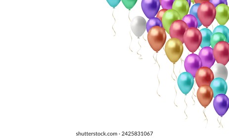 Modern birthday background with balloons Illustration set party balloons, confetti with space for text - vector  Isolated from background. File contains clipping mask and gradient mesh.