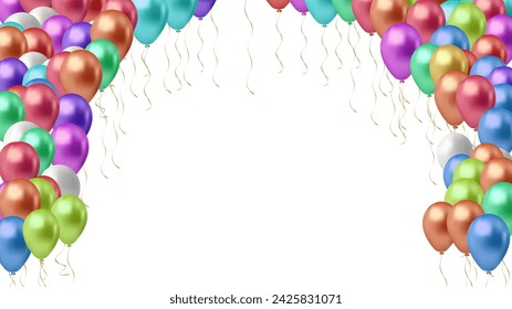Modern birthday background with balloons Illustration set party balloons, confetti with space for text - vector  Isolated from background. File contains clipping mask and gradient mesh.