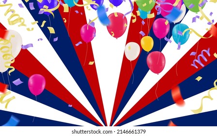 Modern birthday background Colorful  balloon with and confetti
