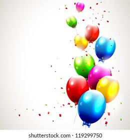 Modern birthday background with colorful balloons