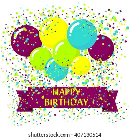 Modern birthday background with colorful balloons