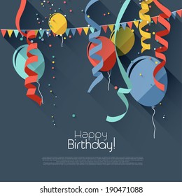 Modern birthday background in flat design style 