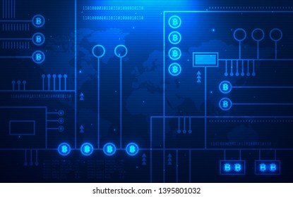 Modern Bitcoin Network Technology Background Illustration, Suitable For Web Banner, Event Backdrop, Print, And Other Bitcoin Related Occasion