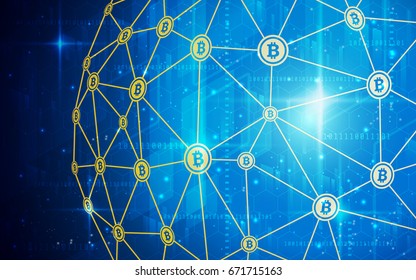 Modern Bitcoin Network Technology Background Illustration