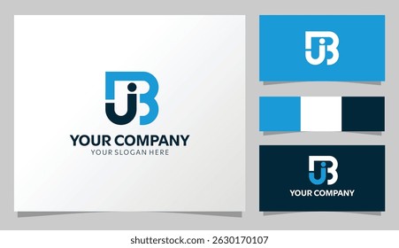 Modern "BJ" Monogram Logo with Blue and Dark Color Concept