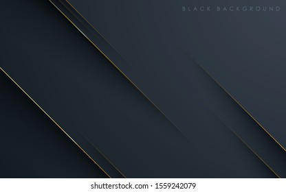 Modern black abstract background concept with gold line