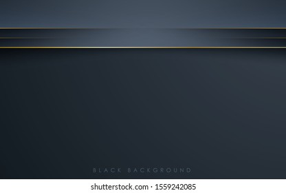 Modern black abstract background concept with gold line
