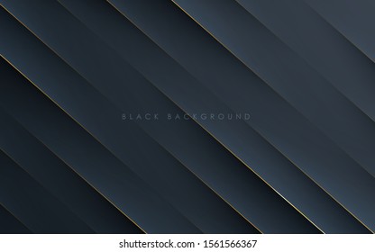 Modern black abstract background concept with gold line