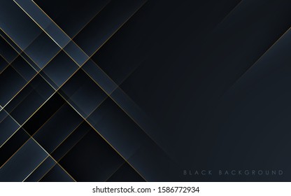 Modern black abstract background concept with gold line