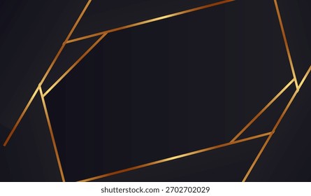 Moderner schwarzer abstrakter Hintergrund mit geometrischen goldenen Linien für luxuriösen Premium-Stil.