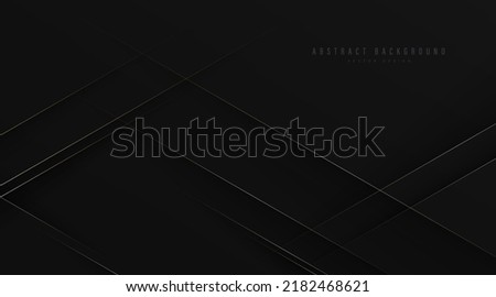 Modern black abstract background with shine gold diagonal lines. Luxury and elegant template design. Suit for banner, poster, flyer, brochure, presentation, website, cover. Vector illustration