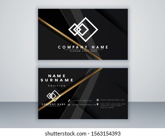 Modern black abstract bussines card template. Elegant element composition design with clean concept.
