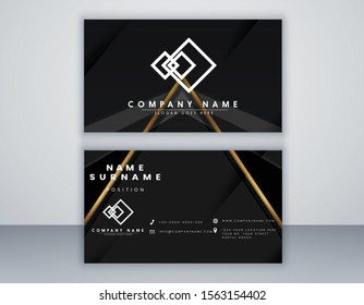 Modern Black Abstract Bussines Card Template. Elegant Element Composition Design With Clean Concept.