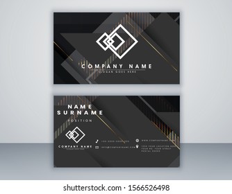 Modern black abstract bussines card template. Elegant element composition design with clean concept.