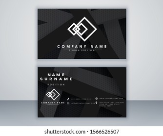 Modern Black Abstract Bussines Card Template. Elegant Element Composition Design With Clean Concept.