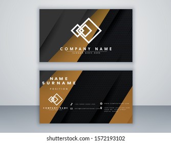Modern black abstract geometric business card template. Elegant element composition design with clean concept.