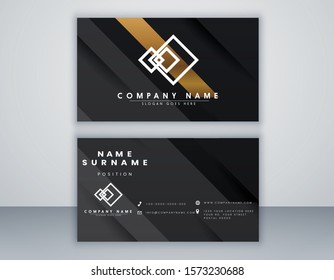 Modern black abstract geometric business card template. Elegant element composition design with clean concept.