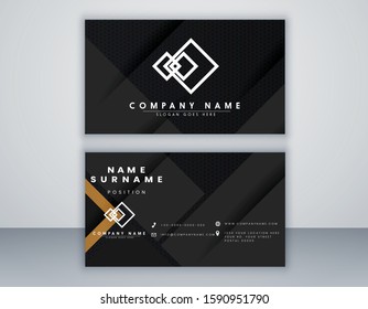 Modern black abstract geometric business card template. Elegant element composition design with clean concept.