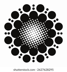Modern black abstract halftone design element vector illustration, perfect for backgrounds, posters, logos, and digital artwork projects.