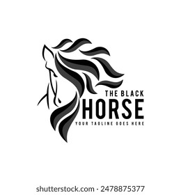 Modern black abstract horse logo design. Animal logo design.