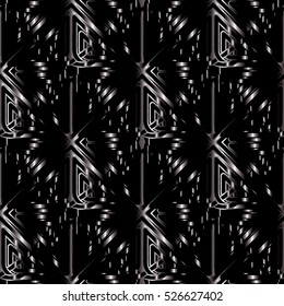 Modern black abstract seamless pattern. Geometric 3d background. Mosaic surface ornate  3d wallpaper. Elegant vector endless ornamental decorative texture. Fabric ornaments.