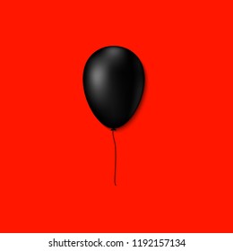 Modern black air ballon on a red background. Design template.