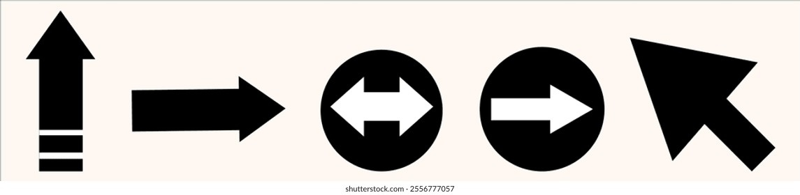 Modern Black Arrow Icons in Abstract Style for Digital, Business, and Web Use
