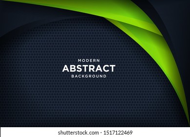 Modern black background with 3D Overlap layers effect. Graphic design elements.