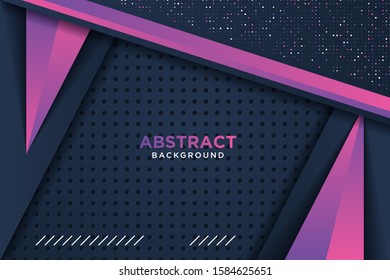 Modern black background with 3D Overlap layers effect. Graphic design elements.