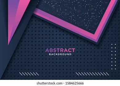 Modern black background with 3D Overlap layers effect. Graphic design elements.