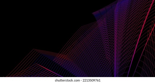 Modern schwarzer Hintergrund, blau-rote Linien, Design
