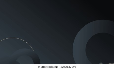 Modern black background circle shape and golden ring with golden glitter