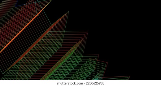Modern black background with colorful lines design