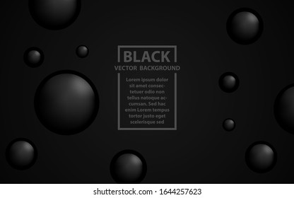 Modern black background a combination with realistic spheres shapes. Vector design template for use element cover, banner, poster, advertising, flyer, website