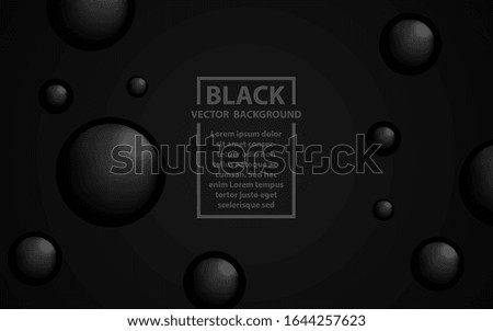 Modern black background a combination with realistic spheres shapes. Vector design template for use element cover, banner, poster, advertising, flyer, website