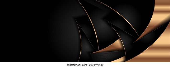 Modern Black Background Combined with Golden Lines Element.