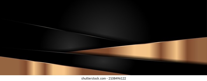 Modern Black Background Combined with Golden Lines Element.