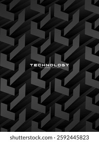 Modern black background with luxury 3d abstract square pattern. Futuristic technology concept, suitable for covers, posters, banners, brochures, websites, etc.