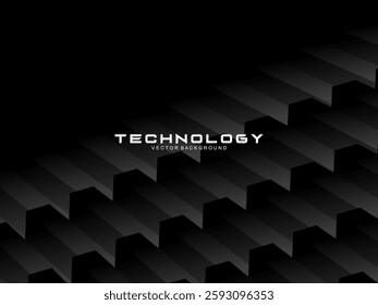 Modern black background with luxury 3d abstract square pattern. Futuristic technology concept, suitable for covers, posters, banners, brochures, websites, etc.