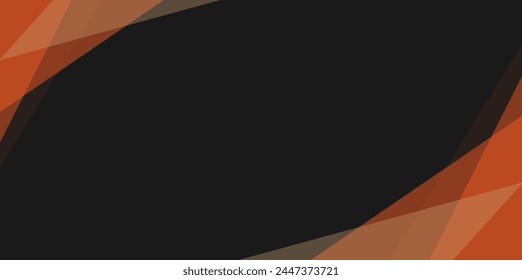 Modern black background and orange triangle abstract. Minimal. Web banner. Geometric shape. 3d effect. Lines stripes triangles. Design. Futuristic. Cut paper or metal effect. Luxury. Premium.