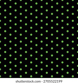 A modern black background pattern filled with bright green small dots, suitable for fabric printing, stylish wallpapers, and digital design use.