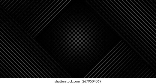 Moderner schwarzer Hintergrund mit glänzenden diagonalen Linien und geometrischen Formen. Perfekt für technische, geschäftliche, Poster-, Web- und futuristische digitale Designprojekte.