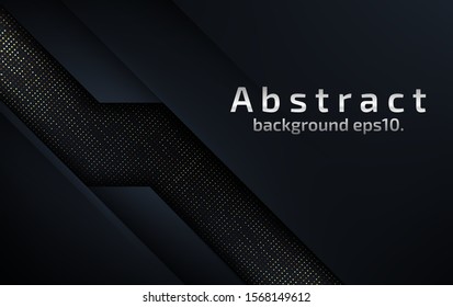 Modern black background vector with abstract style Texture gold glitter  element dot decoration. 