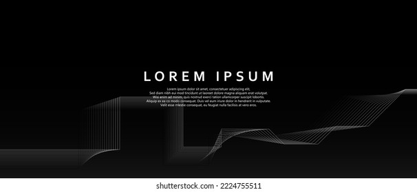 Modern black background with wavy abstract lines