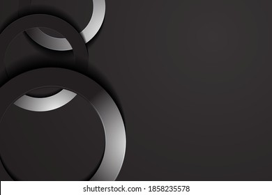 Modern black backgrounds. 3d circle papercut layer background.
